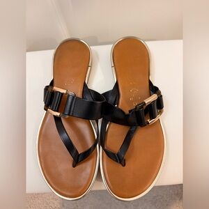 Black and Brown Leather Women's Sandals